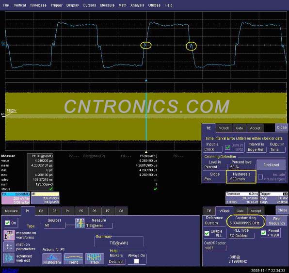 圖三 使用TIE的缺省設(shè)置，Hysteresis值為500mdiv 