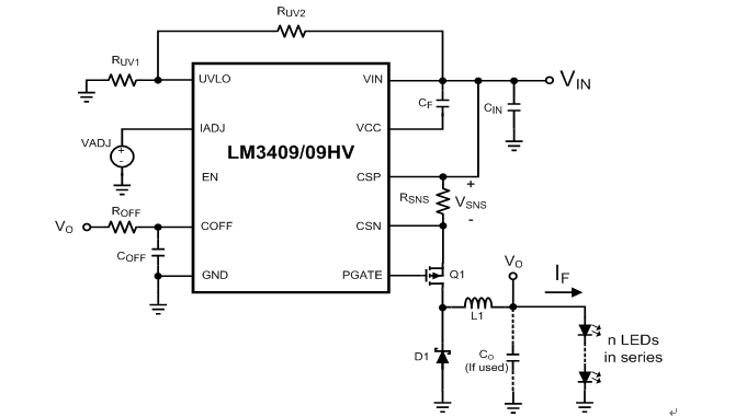 LM3409/09HV降壓LED驅(qū)動(dòng)器