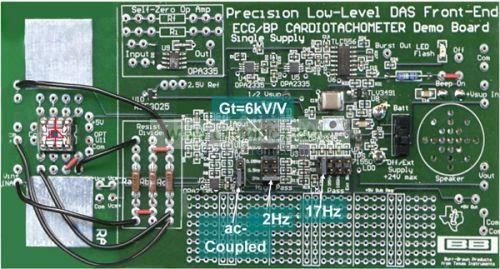 精密型低電平ECG 心率計(jì)電路板的正面圖