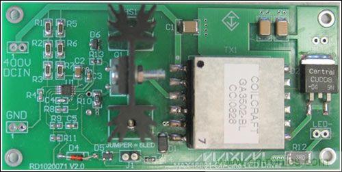 LED驅(qū)動器參考設(shè)計，1.9英寸 x 3.9英寸，雙層板