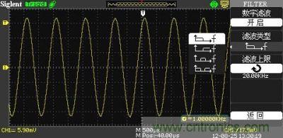 1KHz信號(hào) ，打開數(shù)字濾波，測(cè)量值為1KHz