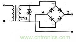 圖1：雙向TVS在交流電路中的應用電路