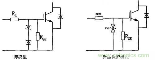 圖2：傳統(tǒng)保護(hù)模式和新型保護(hù)模式電路對(duì)比