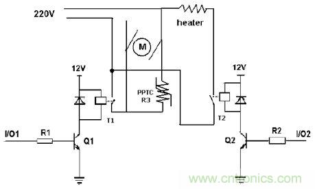 豆?jié){機馬達和加熱器的電路示意圖