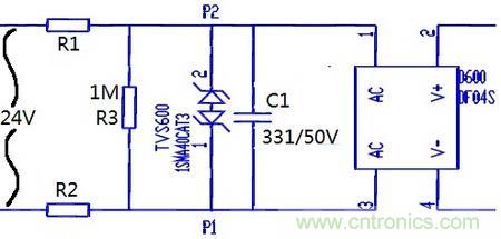案例1：輸入端24V波動，R1和R2常被燒壞。