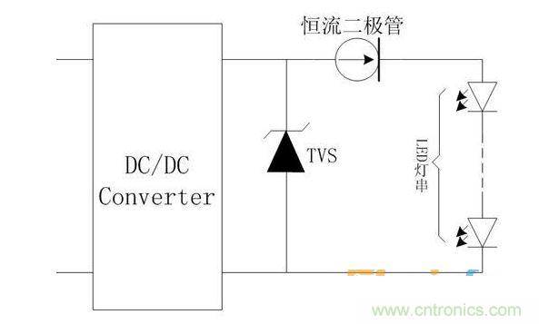 LED直流驅(qū)動電路防護示意圖