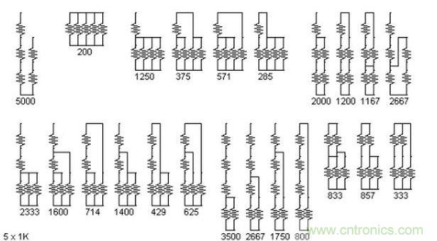 5個電阻我想出了23種組合。還有其它組合嗎？