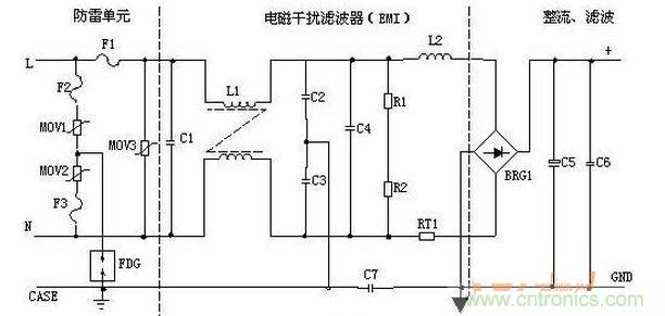 輸入濾波、整流回路原理圖