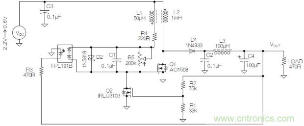 圖2：基于MOSFET的焦耳小偷電路。