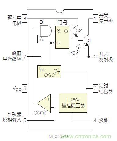 圖2：MC34063是該電路核心。