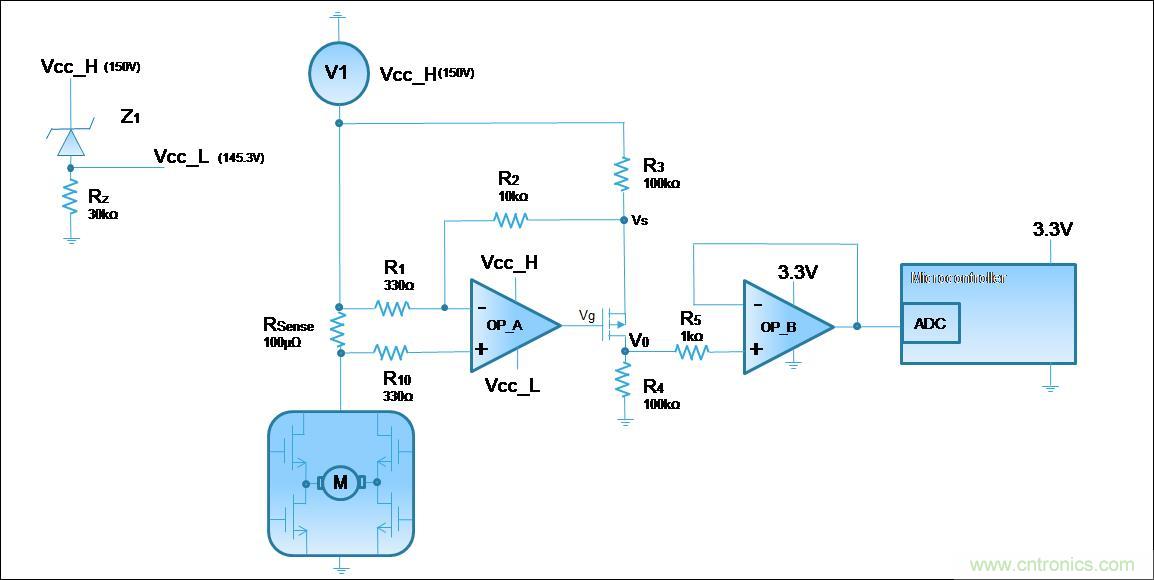 低壓運(yùn)放如何檢測(cè)高壓上橋臂電流？