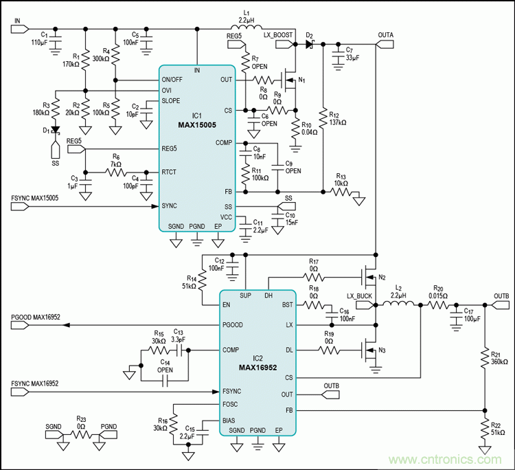 可承受整個(gè)汽車電源范圍的2MHz開關(guān)電源