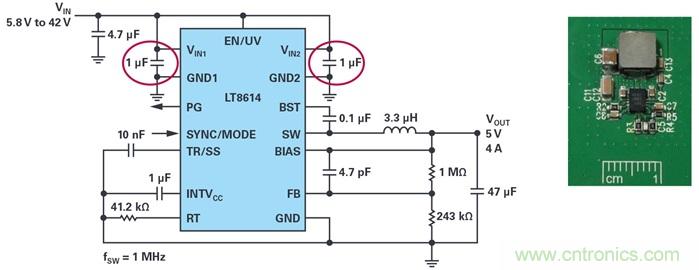 是否可以將低EMI電源安裝到擁擠的電路板上？