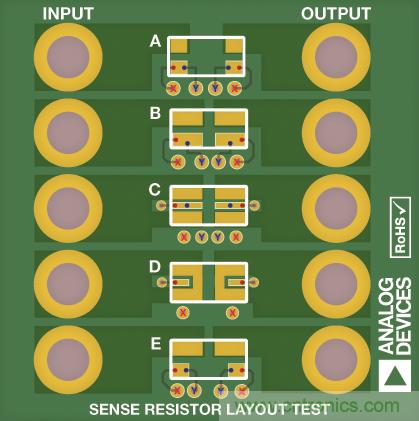 改進(jìn)低值分流電阻的焊盤(pán)布局，優(yōu)化高電流檢測(cè)精度