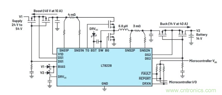 簡(jiǎn)化雙電池電源系統(tǒng)，48 V/12 V汽車應(yīng)用指日可待