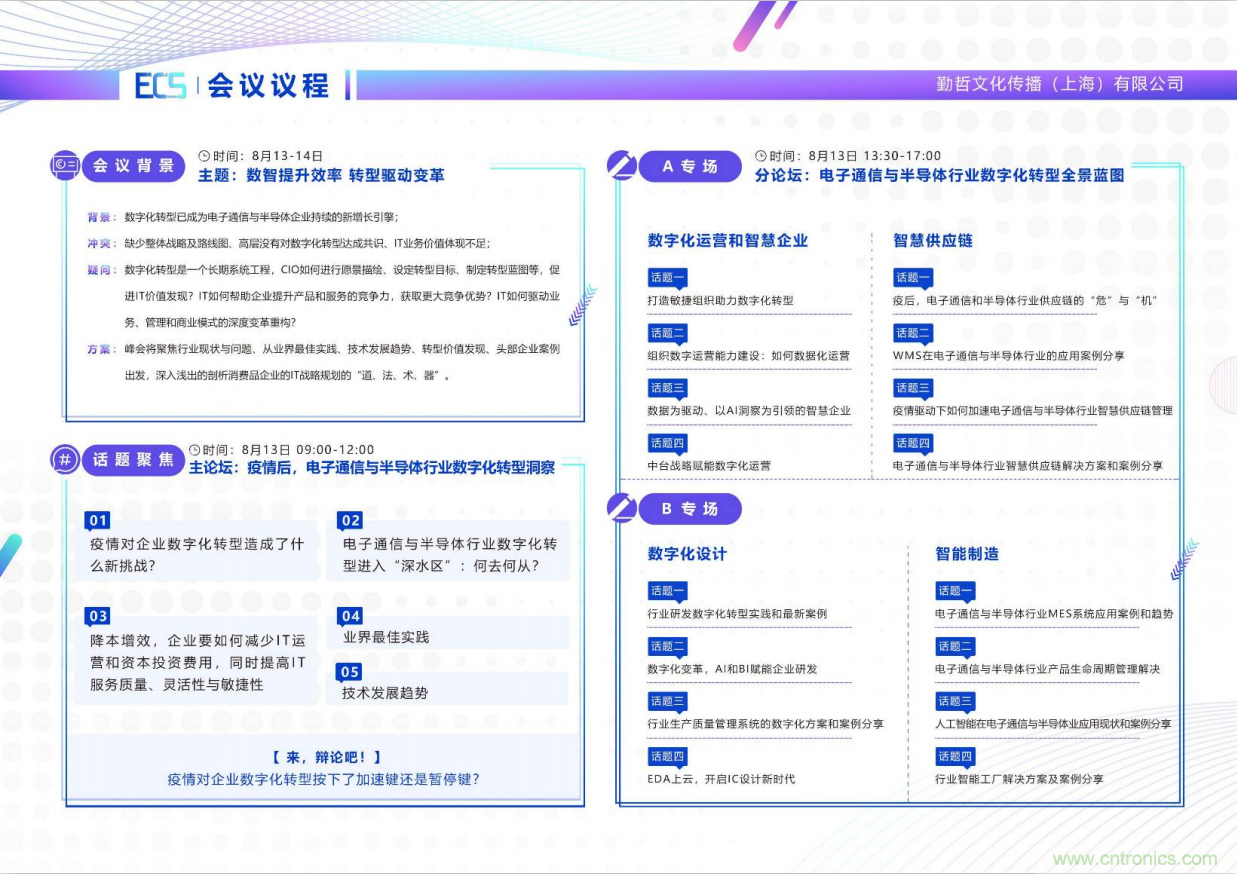 ECS 2020|第二屆中國(guó)電子通信與半導(dǎo)體CIO峰會(huì)正式啟動(dòng)！