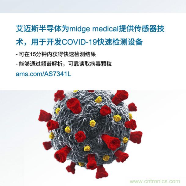 艾邁斯為midge medical提供傳感器技術(shù)，用于開發(fā)COVID-19快速檢測設(shè)備