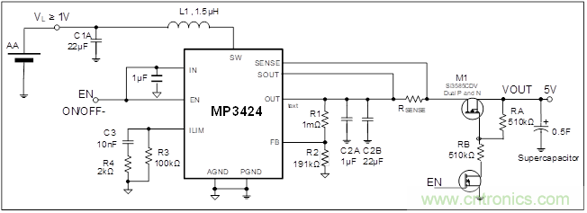 MP3424單節(jié)AA電池升壓解決方案