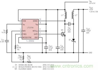 具有負反饋引腳和用于負輸出電源的高性能、單端控制器IC