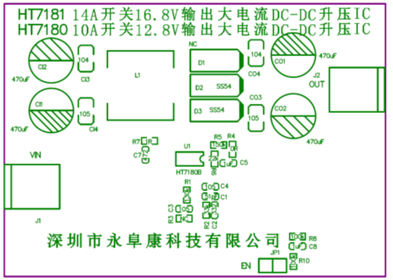 HT7180 3.7V升12V/2A內(nèi)置MOS大電流升壓IC解決方案