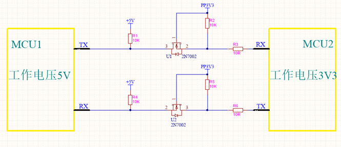 不同的電平信號的MCU如何進行串口通信？